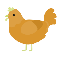 A orange chicken with a head pattern