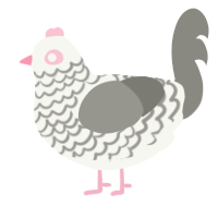 A white and ash chicken with a lace pattern