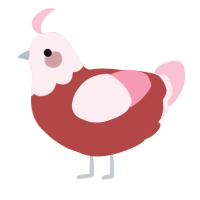 A red and rose chicken with a head pattern
