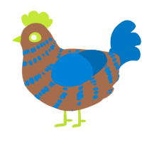 A brown and sapphire chicken with a bar pattern