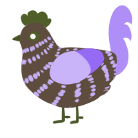 A bark and lilac chicken with a bar pattern