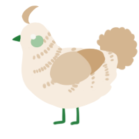 A cream and beige chicken with a half-bar pattern