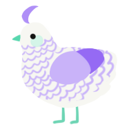 A white and lilac chicken with a lace pattern