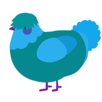A teal and sky chicken with a head pattern