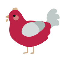 A crimson and silver chicken