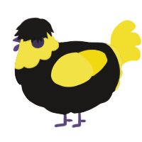 A sable and yellow chicken with a head pattern