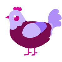 A wine and lilac chicken with a head pattern
