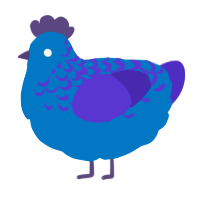 A sapphire and indigo chicken with a half-lace pattern