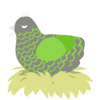 A ash and grass chicken with a lace pattern
