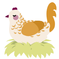 A cream and orange chicken with a half-lace pattern