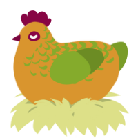 A orange and chartreuse chicken with a half-lace pattern