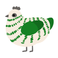 A cream and leaf chicken with a bar pattern