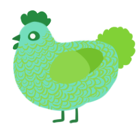 A mint and grass chicken with a double-lace pattern