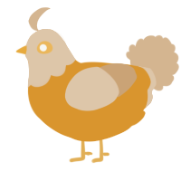 A orange and beige chicken with a head pattern