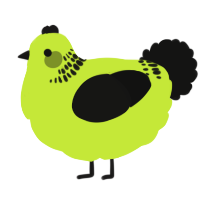 A lime and black chicken with a neck-band pattern