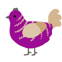 A plum and beige chicken with a half-bar pattern