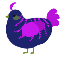 A navy and amethyst chicken with a half-bar pattern