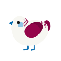 A white and maroon chicken with a neck-band pattern
