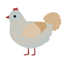 A silver and beige chicken with a lace pattern