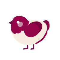 Santa, a cream and maroon chicken with a head pattern