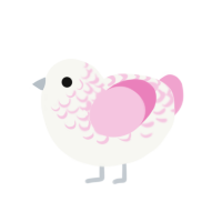 Peach, a white and pink chicken with a half-lace pattern