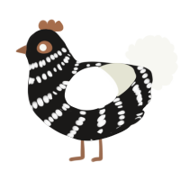A sable and white chicken with a bar pattern