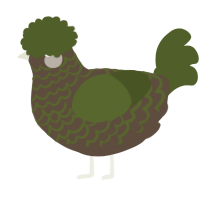 A bark and olive chicken with a lace pattern