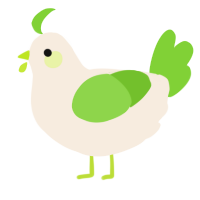 A cream and grass chicken