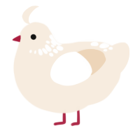 A cream chicken with a neck-speckle pattern