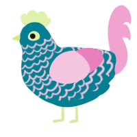 A sea and pink chicken with a lace pattern