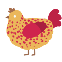 A honey and crimson chicken with a speckle pattern