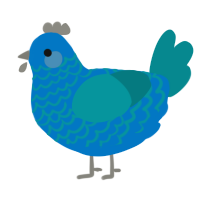 A sapphire and teal chicken with a lace pattern