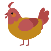 A ochre and red chicken with a head pattern