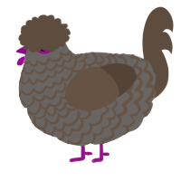 A grey and bark chicken with a lace pattern