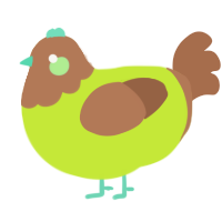 A lime and brown chicken with a head pattern