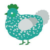 A turquoise and silver chicken with a speckle pattern