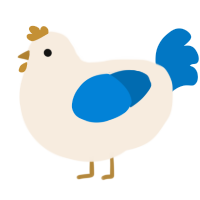 A cream and sapphire chicken