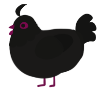 A sable and black chicken with a head pattern