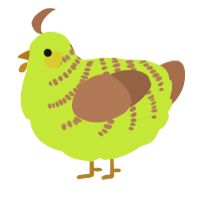 A lime and brown chicken with a half-bar pattern
