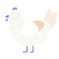 A white and cream chicken with a speckle pattern