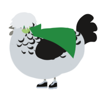 A silver and sable chicken with a half-lace pattern