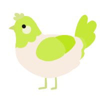 A cream and lime chicken with a head pattern