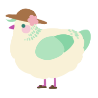 A cream and mint chicken with a neck-band pattern
