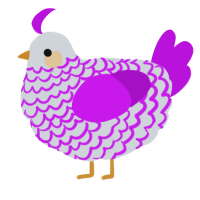 A mist and amethyst chicken with a lace pattern