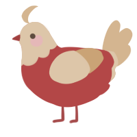 A red and beige chicken with a head pattern