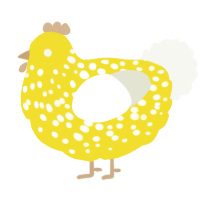 A yellow and white chicken with a speckle pattern