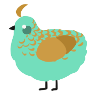 A mint and gold chicken with a half-lace pattern