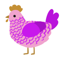 A pink and amethyst chicken with a lace pattern