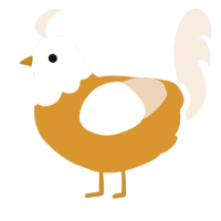 A orange and cream chicken with a head pattern