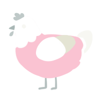 A rose and white chicken with a head pattern